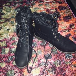 Sweater adorned ankle boots